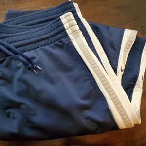Vintage Nike tracksuit pants w/metal bottom zippers, adjustable waist - Large